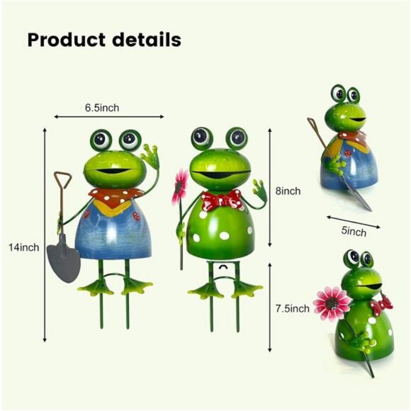 3D Spring Frogs Figurine Garden Sculptures & Statues  Gifts for Grandma Mom 2pcs - Picture 2 of 7
